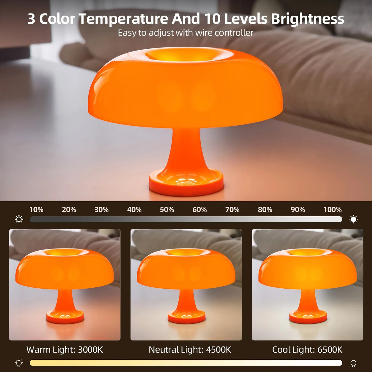 Italian Designer Led Mushroom Table Lamp - Hans Lumiere