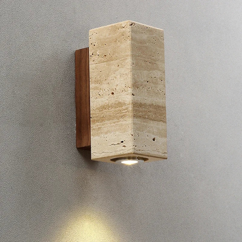 Japan Wabi Sabi Yellow Travertine LED Wall Lamp - Hans Lumiere