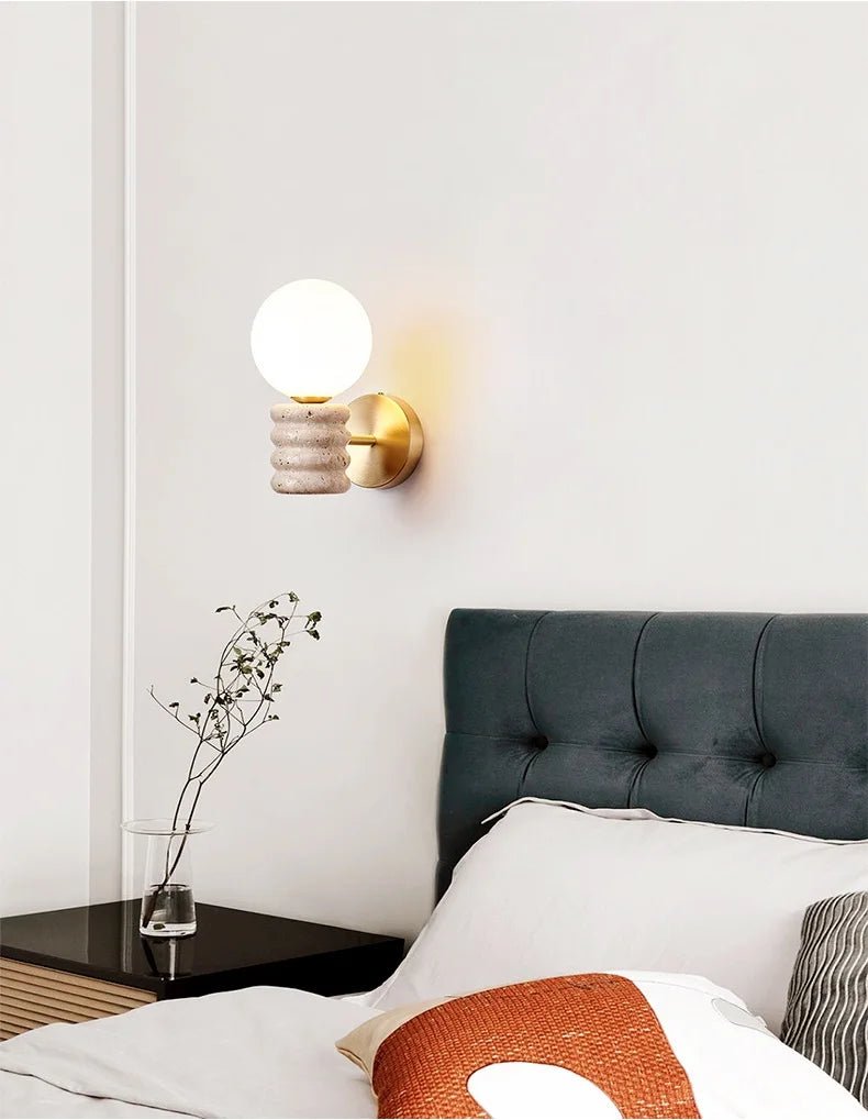 Japanese Fresh Natural Yellow Travertine Wall Lamp - Hans Lumiere