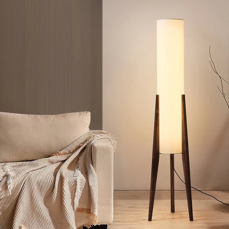 Japanese Retro Wabi-Sabi Solid Wood Floor Lamp - Hans Lumiere