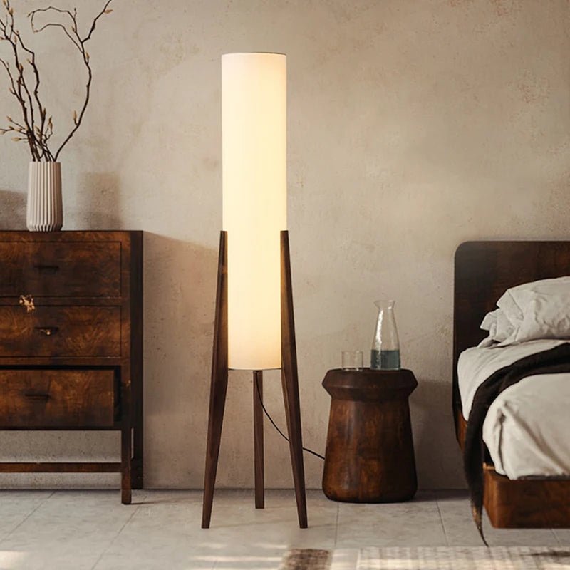 Japanese Retro Wabi-Sabi Solid Wood Floor Lamp - Hans Lumiere