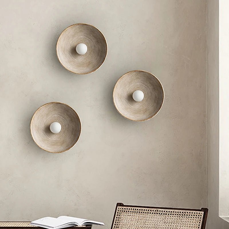 Japanese Style Wabi Sabi Retro Round LED Wall Lamp - Hans Lumiere