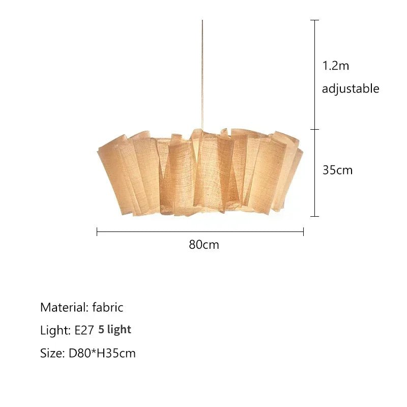 Japanese Wabi Sabi Handmade Fabric Lampshade LED Chandelier - Hans Lumiere