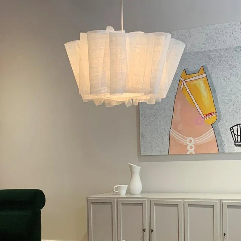 Japanese Wabi Sabi Handmade Fabric Lampshade LED Chandelier - Hans Lumiere