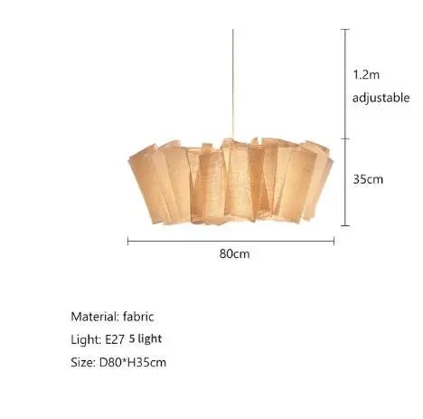 Japanese Wabi Sabi Handmade Fabric Lampshade LED Chandelier - Hans Lumiere