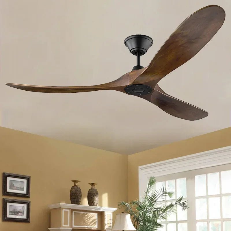 Large Wood Blades Ceiling Fan With Remote Control - Hans Lumiere