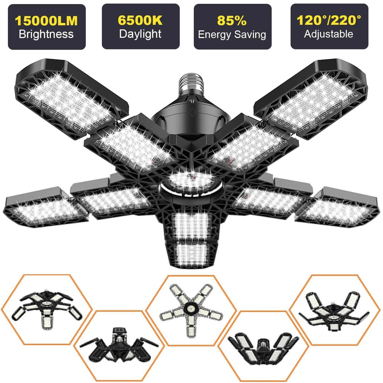 LED Garage Ceiling Shop Work Lighting With 10 Adjustable Panels - Hans Lumiere
