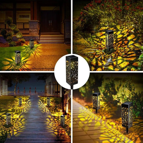 LED Solar Garden Hollow Square Lawn Lamp - Hans Lumiere