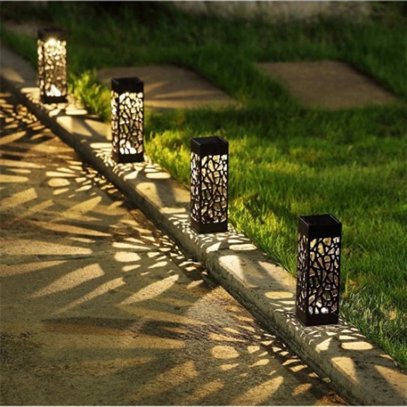 LED Solar Garden Hollow Square Lawn Lamp - Hans Lumiere