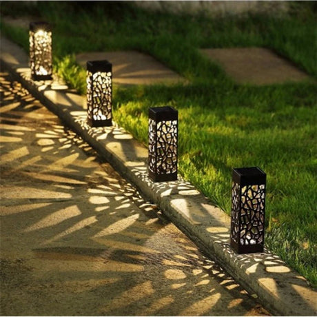 LED Solar Garden Hollow Square Lawn Lamp - Hans Lumiere