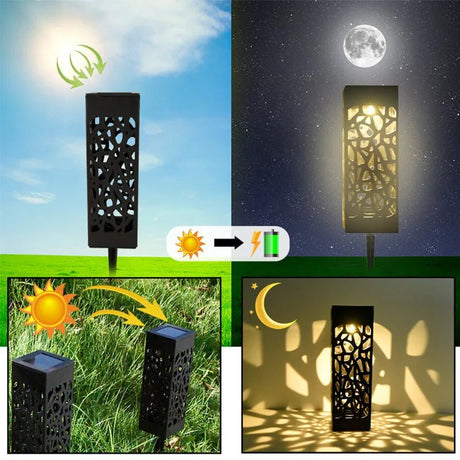 LED Solar Garden Hollow Square Lawn Lamp - Hans Lumiere