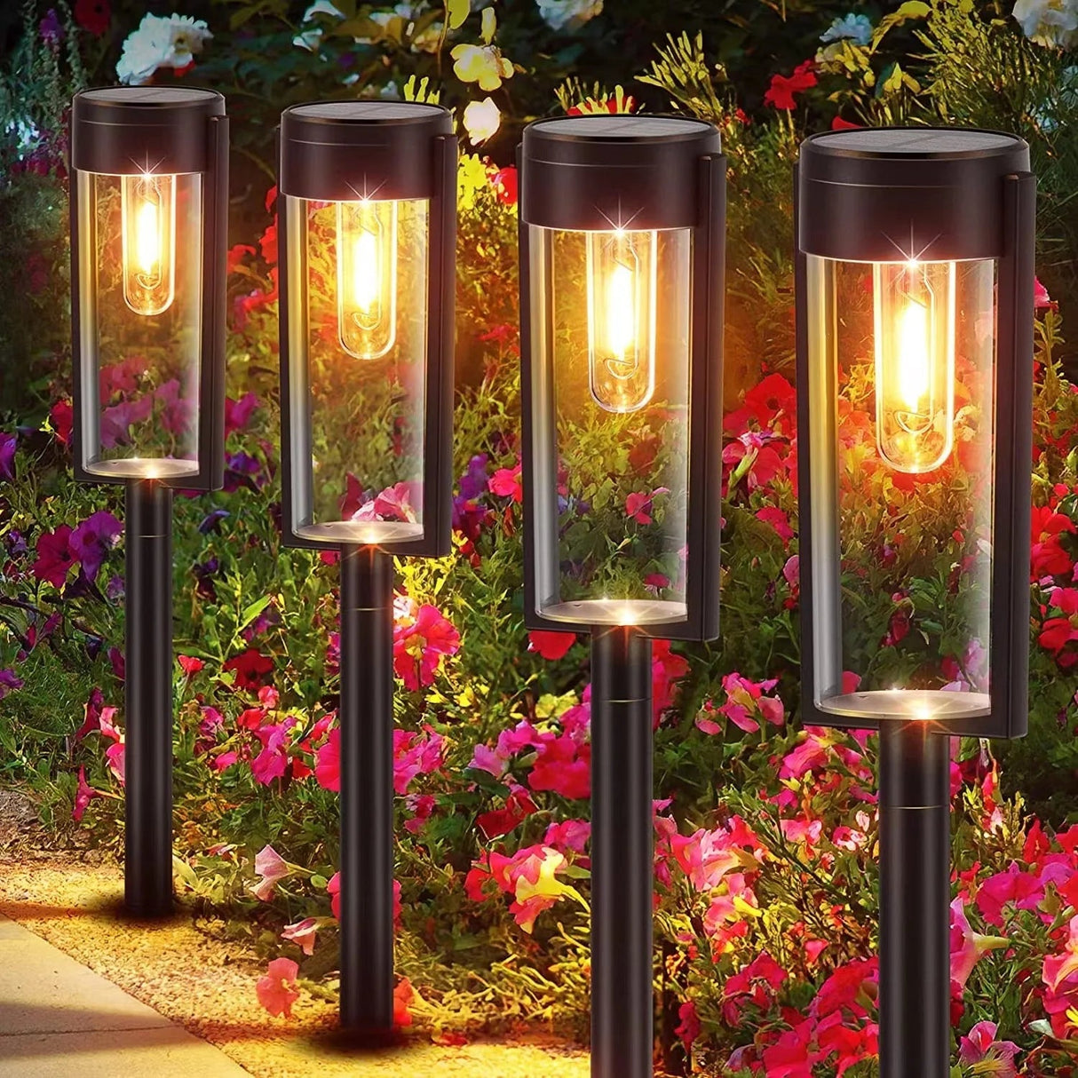LED Solar Outdoor Pathway Lights With Tungsten Filament Bulb - Hans Lumiere