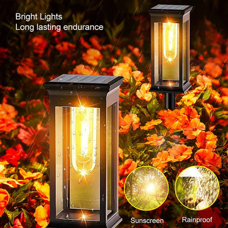 LED Solar Outdoor Pathway Lights With Tungsten Filament Bulb - Hans Lumiere