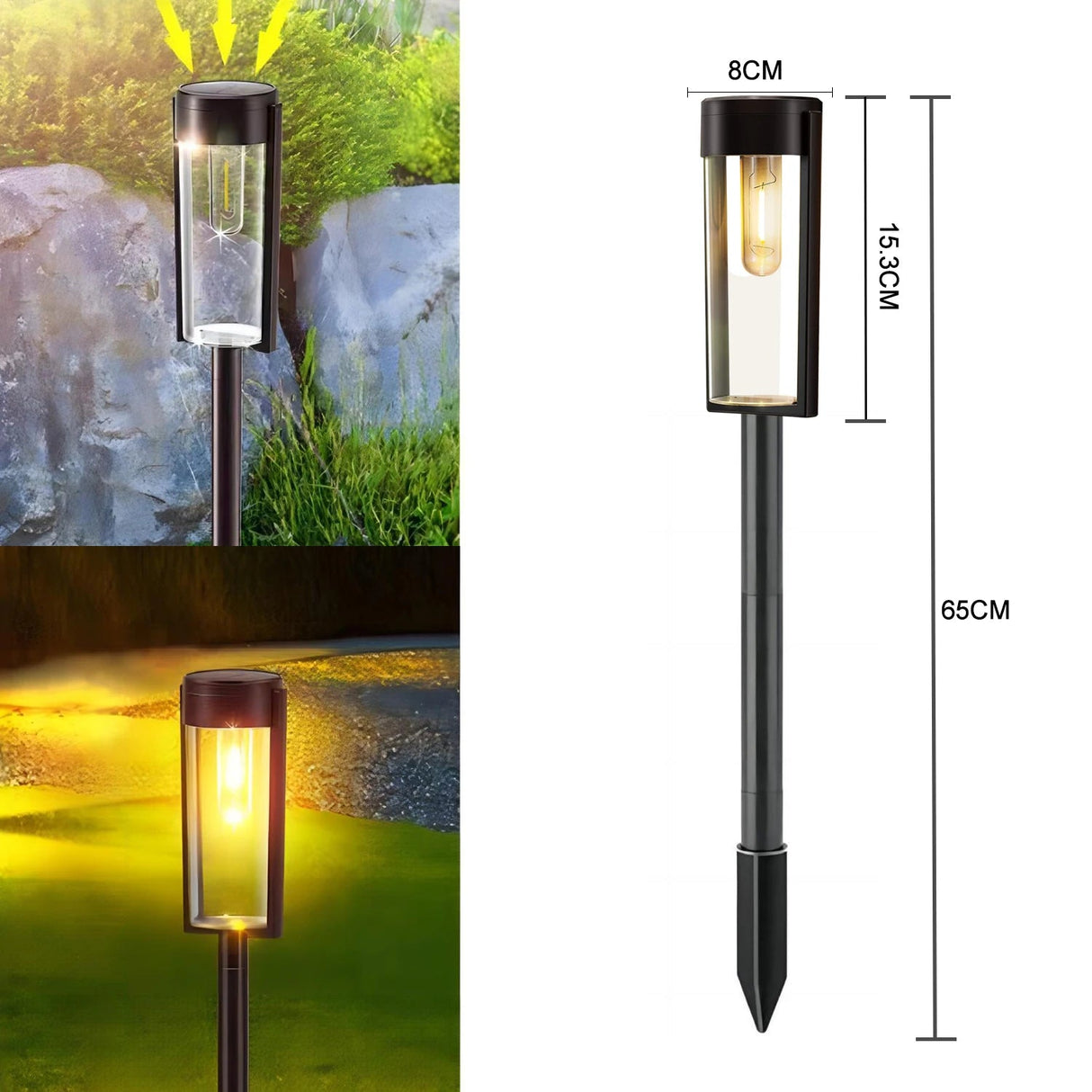 LED Solar Outdoor Pathway Lights With Tungsten Filament Bulb - Hans Lumiere