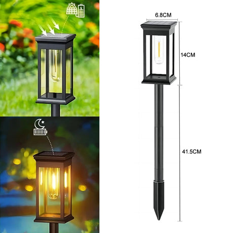 LED Solar Outdoor Pathway Lights With Tungsten Filament Bulb - Hans Lumiere
