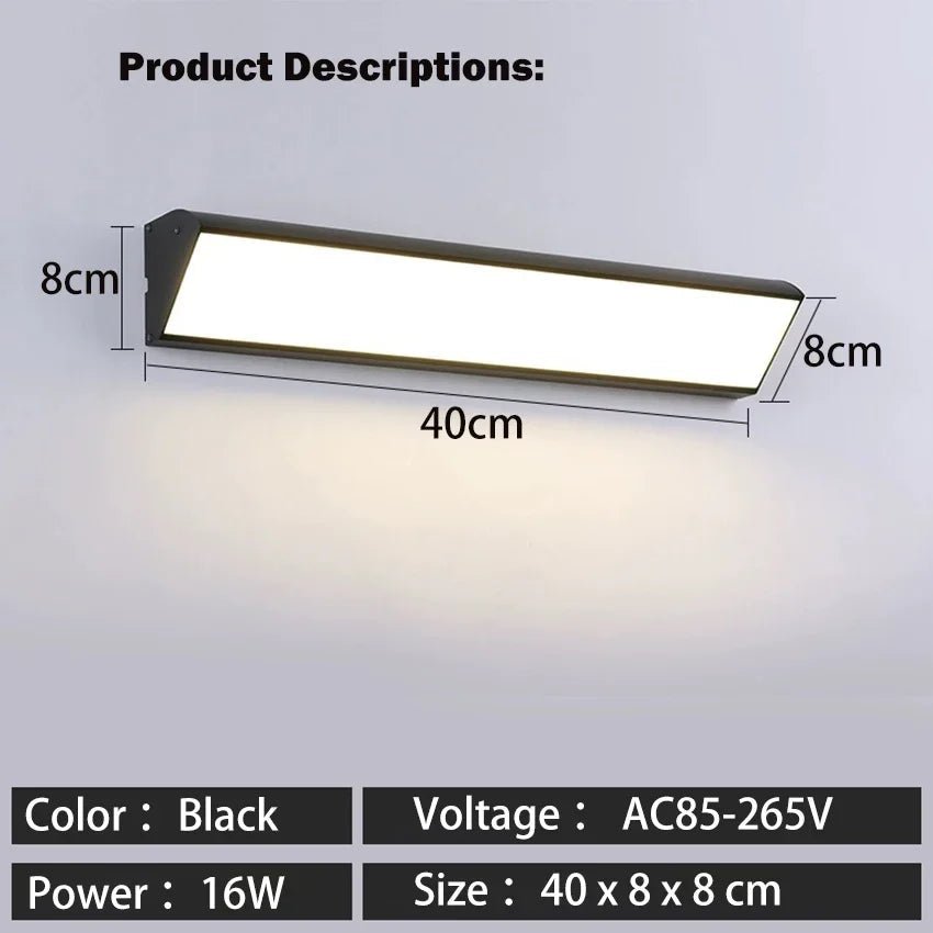 Long Strip Outdoor Waterproof Exterior Wall Lamp - Hans Lumiere