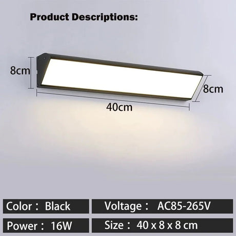 Long Strip Outdoor Waterproof Exterior Wall Lamp - Hans Lumiere