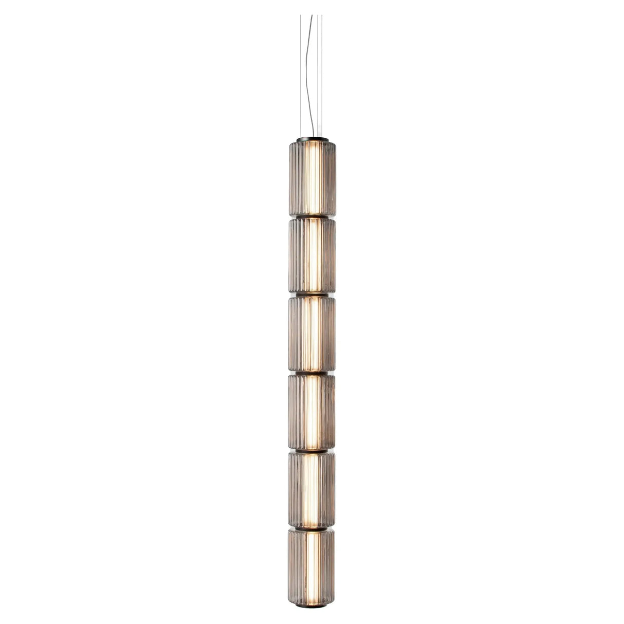 Long Stripe Smoke Gray Glass Lampshade Pendant Light - Hans Lumiere
