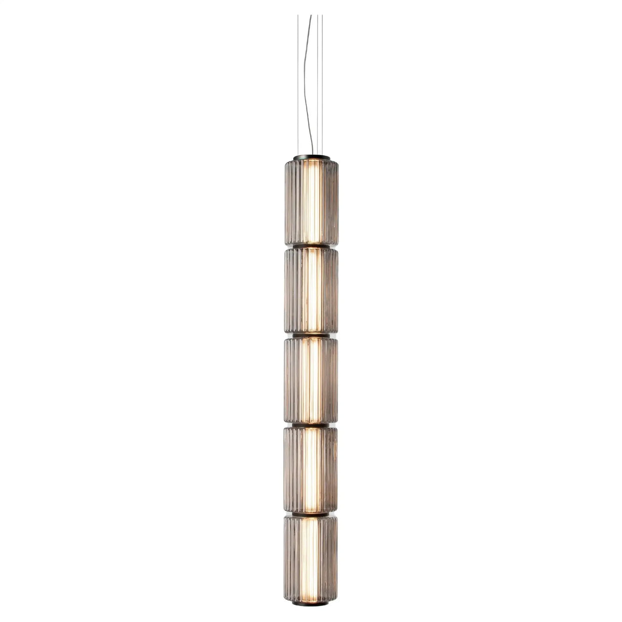 Long Stripe Smoke Gray Glass Lampshade Pendant Light - Hans Lumiere