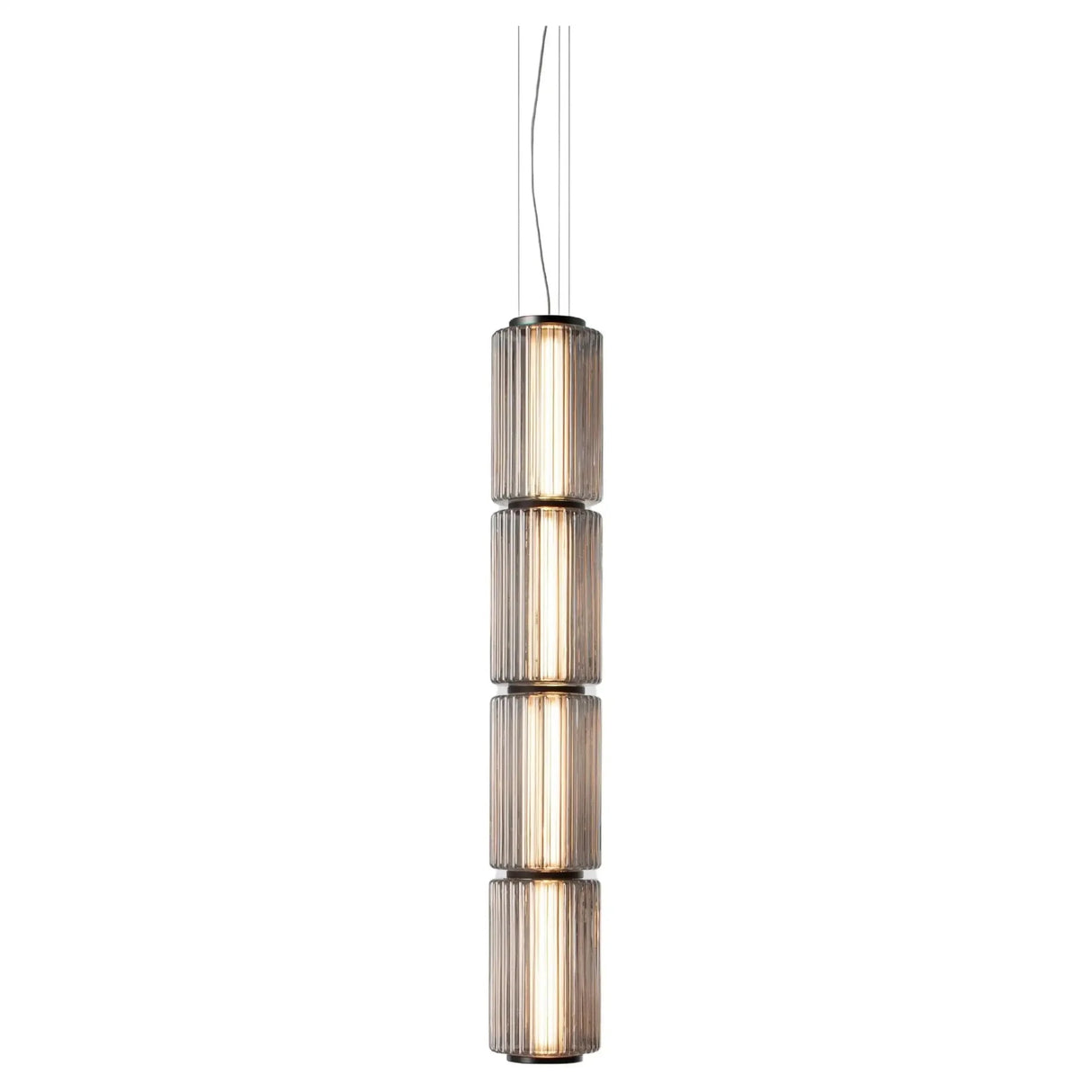 Long Stripe Smoke Gray Glass Lampshade Pendant Light - Hans Lumiere