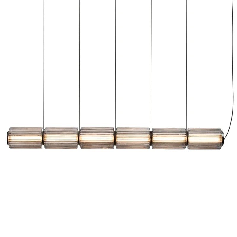 Long Stripe Smoke Gray Glass Lampshade Pendant Light - Hans Lumiere