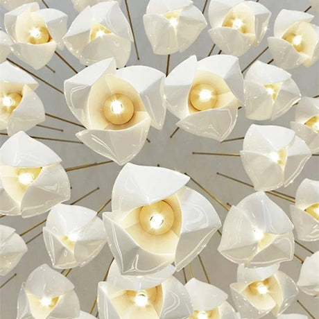 Luxury Ceramic Magnolia Long LED Chandelier - Hans Lumiere