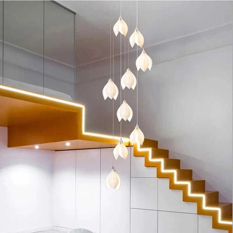 Luxury Ceramic Magnolia Long LED Chandelier - Hans Lumiere