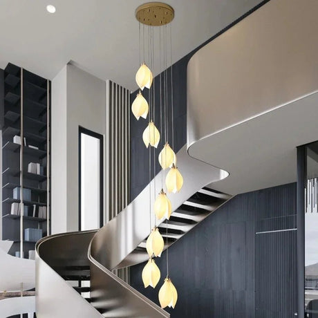 Luxury Ceramic Magnolia Long LED Chandelier - Hans Lumiere