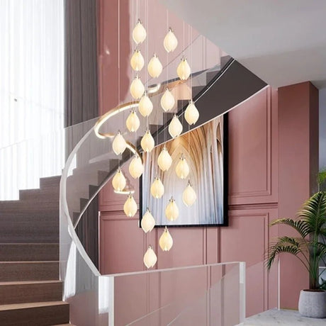 Luxury Ceramic Magnolia Long LED Chandelier - Hans Lumiere