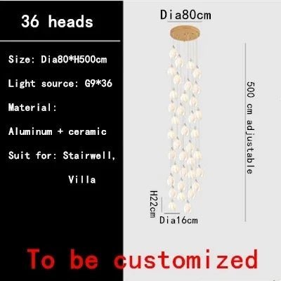 Luxury Ceramic Magnolia Long LED Chandelier - Hans Lumiere