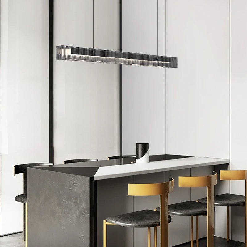 Luxury Long Strip Stainless Steel Crystal LED Chandelier - Hans Lumiere