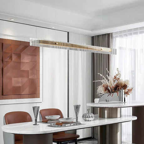 Luxury Long Strip Stainless Steel Crystal LED Chandelier - Hans Lumiere