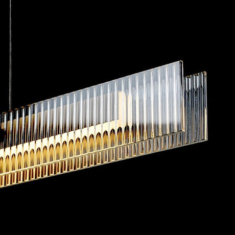 Luxury Long Strip Stainless Steel Crystal LED Chandelier - Hans Lumiere