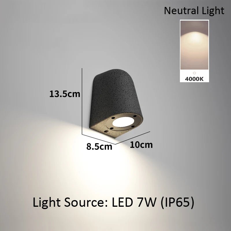 Microcement Outdoor Waterproof Wall Lamp for Hotel & Villa Exteriors - Hans Lumiere