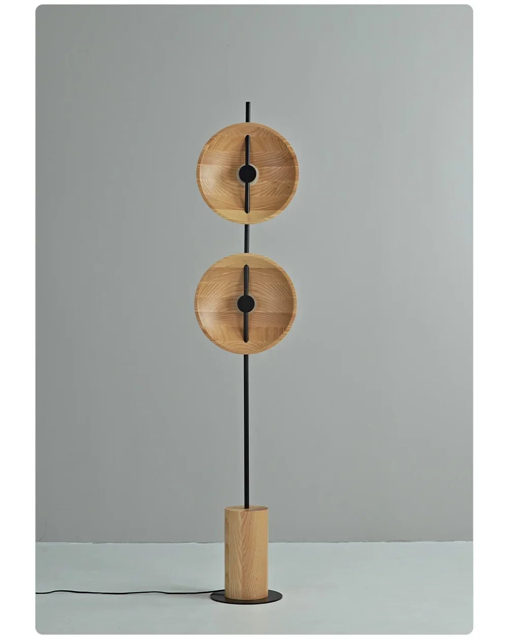 Mito Japanese Wabi-Sabi Solid Wood Adjustable Floor Lamp - Hans Lumiere