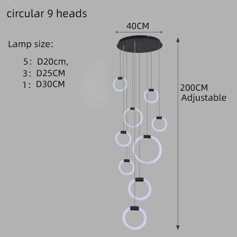Modern Acrylic Ring LED Chandelier for Living & Dining Rooms - Hans Lumiere