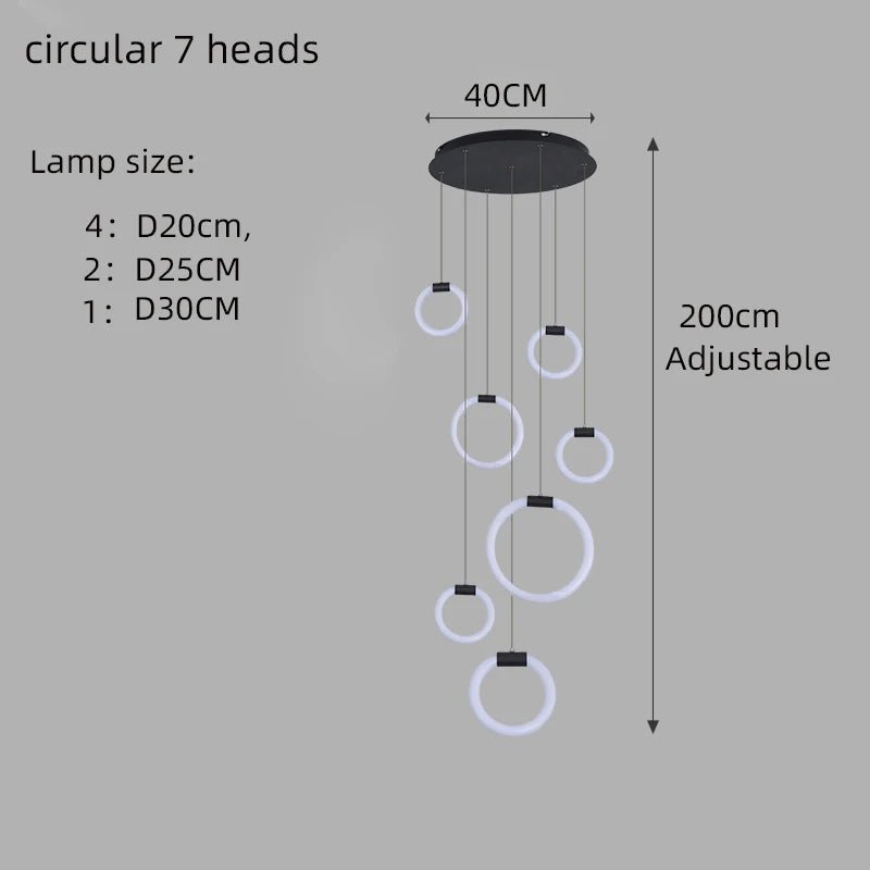 Modern Acrylic Ring LED Chandelier for Living & Dining Rooms - Hans Lumiere