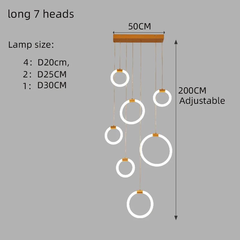Modern Acrylic Ring LED Chandelier for Living & Dining Rooms - Hans Lumiere