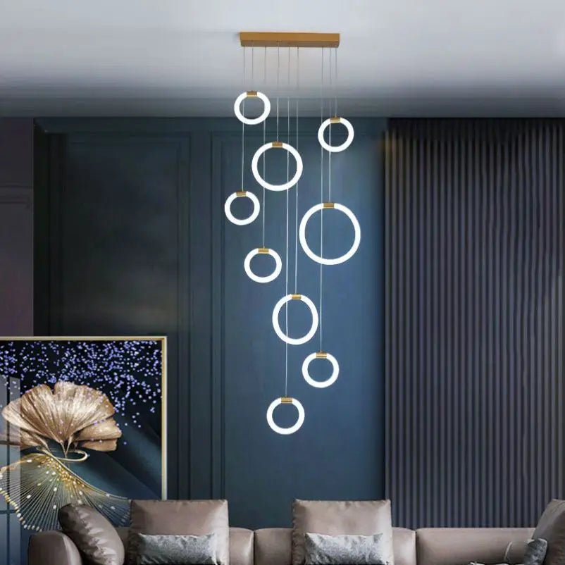 Modern Acrylic Ring LED Chandelier for Living & Dining Rooms - Hans Lumiere