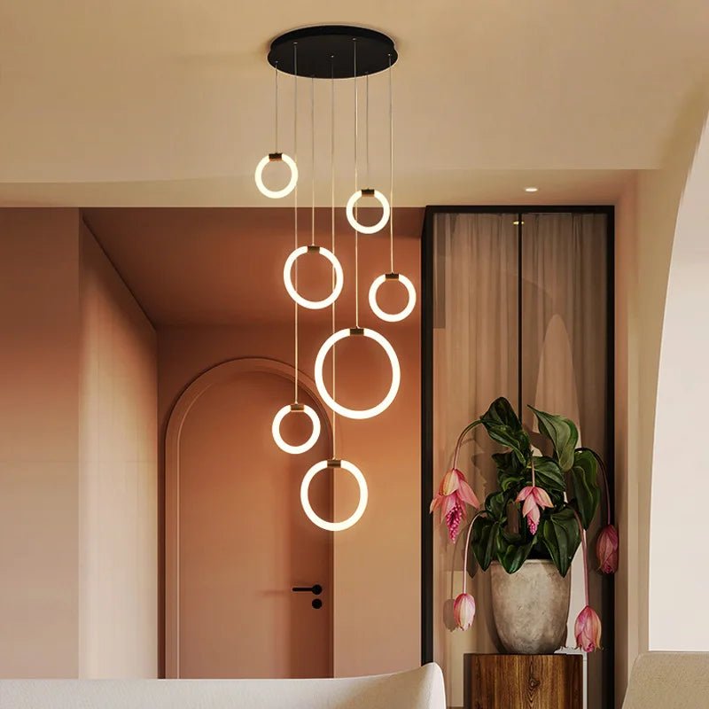 Modern Acrylic Ring LED Chandelier for Living & Dining Rooms - Hans Lumiere