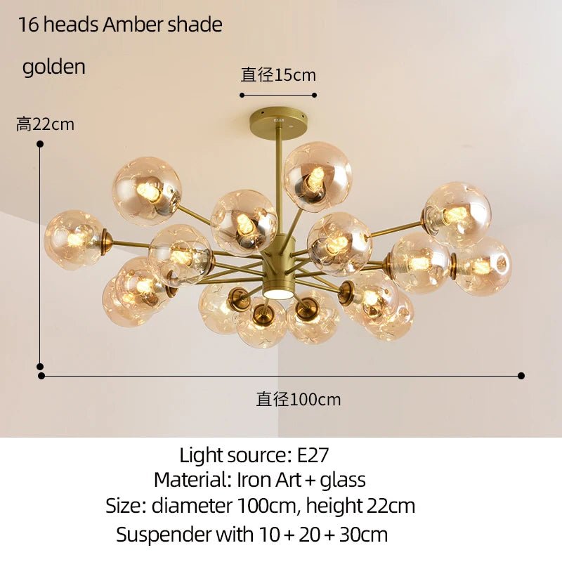 Modern Art Glass Bean Chandelier for Living Room and Dining Room - Hans Lumiere