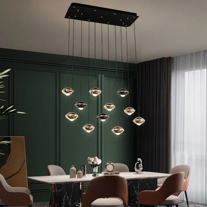 Modern Black Ball Long Hanging Aluminum LED Chandelier - Hans Lumiere