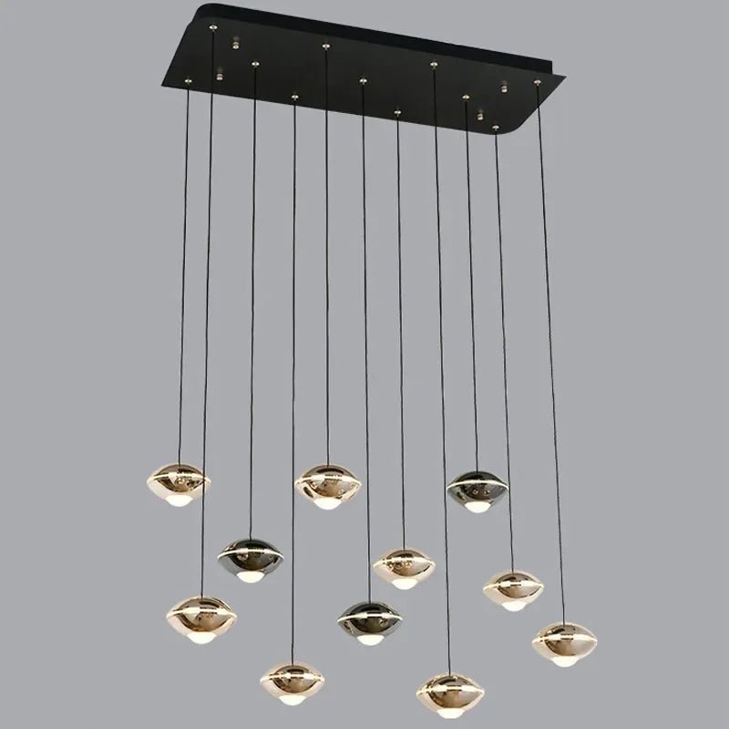 Modern Black Ball Long Hanging Aluminum LED Chandelier - Hans Lumiere