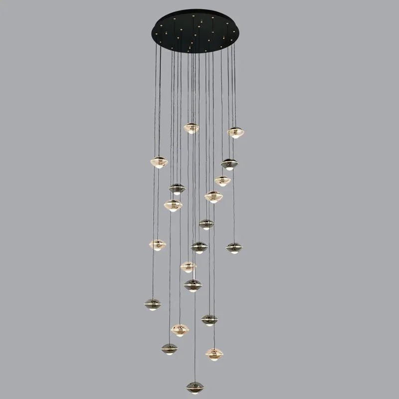 Modern Black Ball Long Hanging Aluminum LED Chandelier - Hans Lumiere