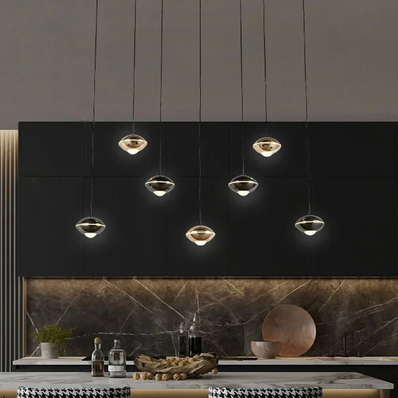Modern Black Ball Long Hanging Aluminum LED Chandelier - Hans Lumiere