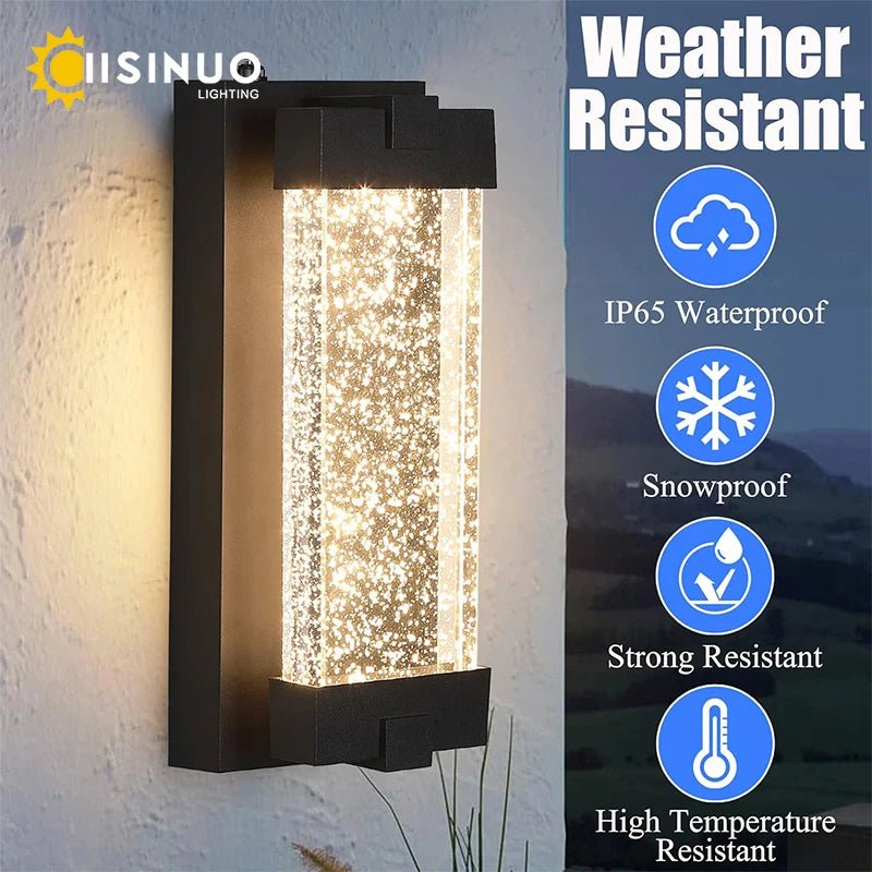 Modern Black Wall Sconce With Crystal Bubble LED - Hans Lumiere