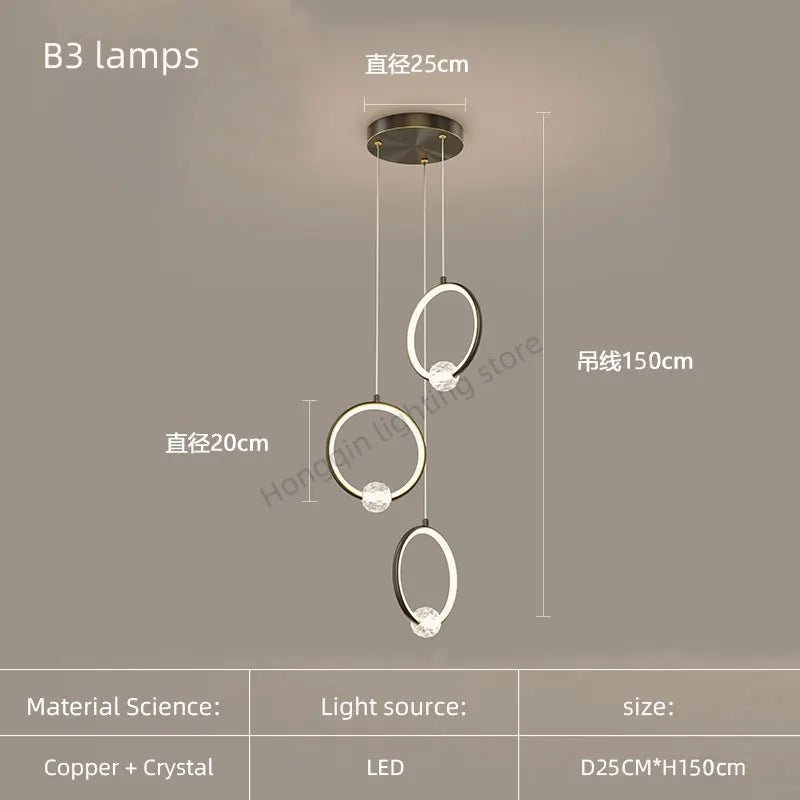 Modern Copper Ring Chandelier with Crystal Accents - Hans Lumiere