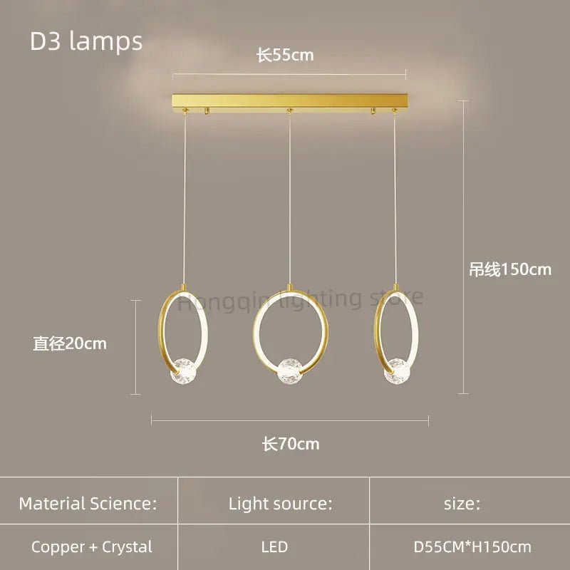 Modern Copper Ring Chandelier with Crystal Accents - Hans Lumiere