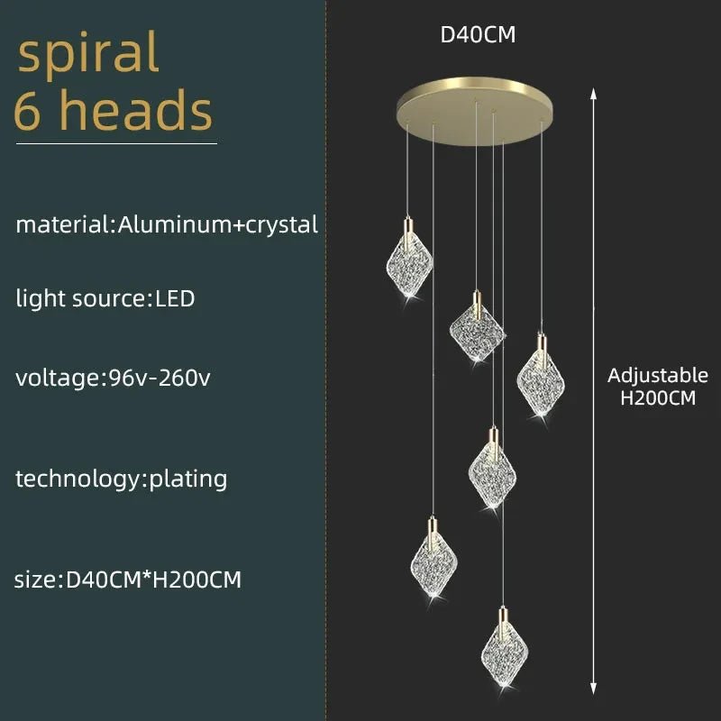Modern Crystal Ceiling Pendant Chandelier for Living Room, Staircase & Restaurant - Hans Lumiere