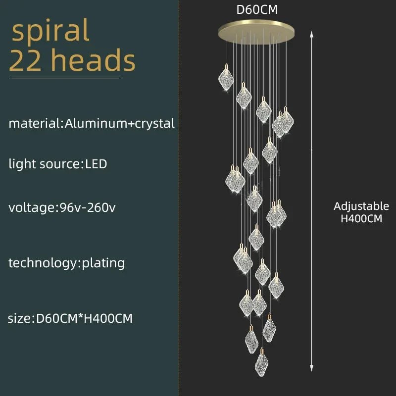 Modern Crystal Ceiling Pendant Chandelier for Living Room, Staircase & Restaurant - Hans Lumiere